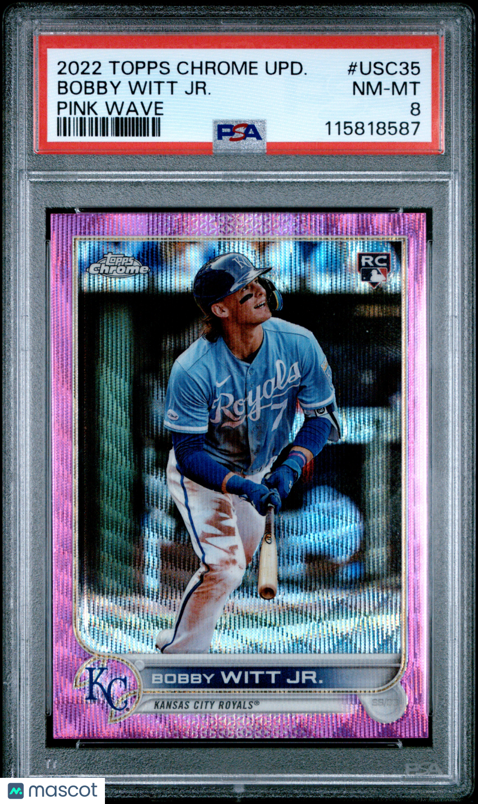 2022 Topps Chrome Update Bobby Witt JR. #USC35 Pink Wave PSA 8