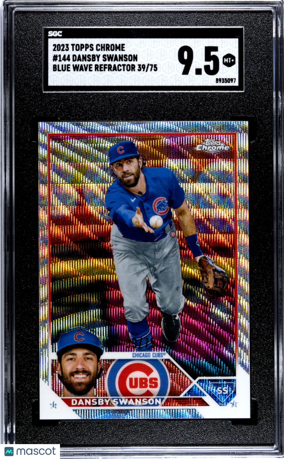 2023 Topps Chrome Dansby Swanson #144 Blue Wave Refractor 75 SGC 9.5