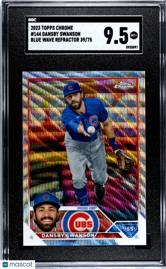 2023 Topps Chrome Dansby Swanson #144 Blue Wave Refractor 75 SGC 9.5