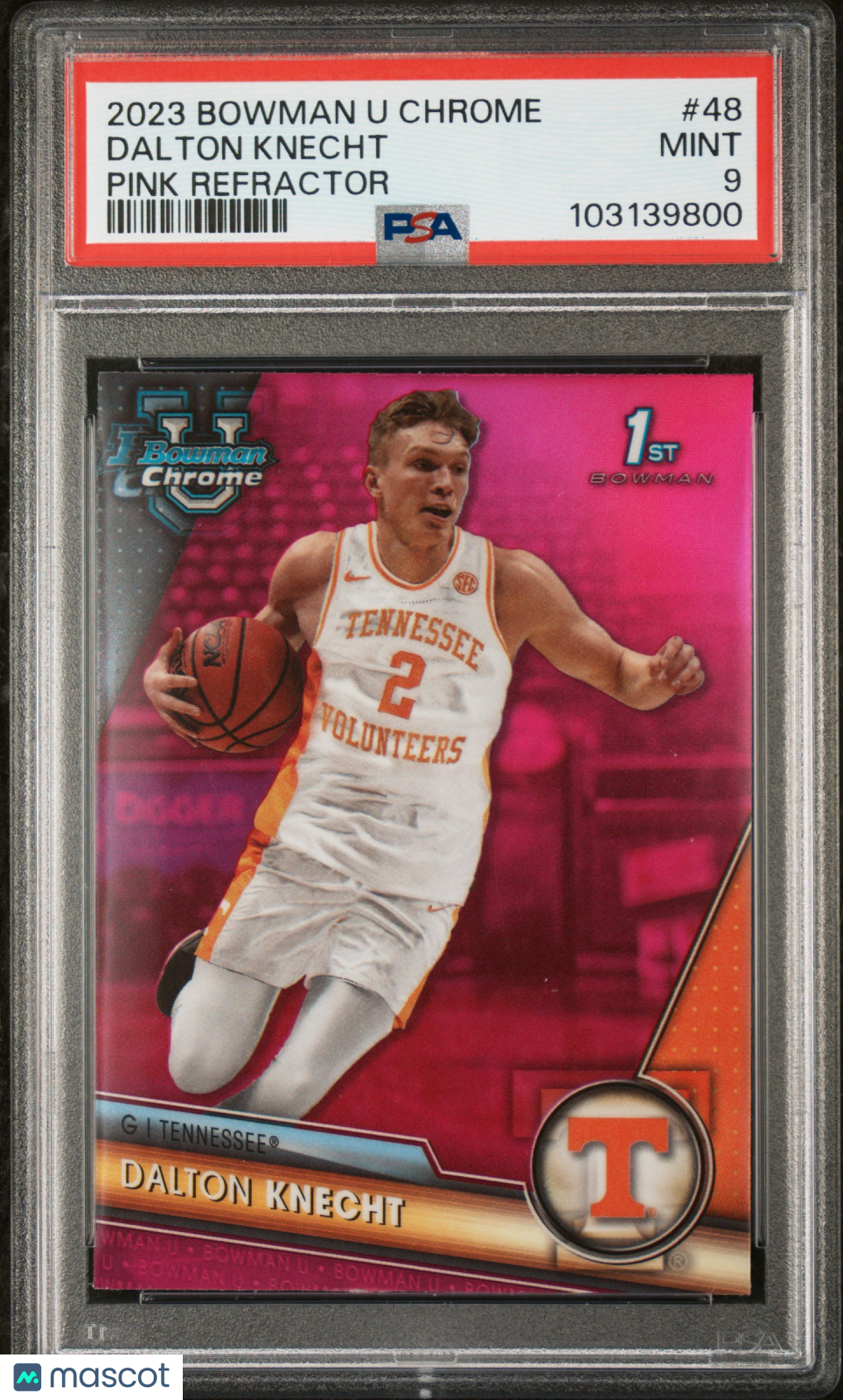 2023 Bowman University Chrome Dalton Knecht #48 Pink Refractor PSA 9