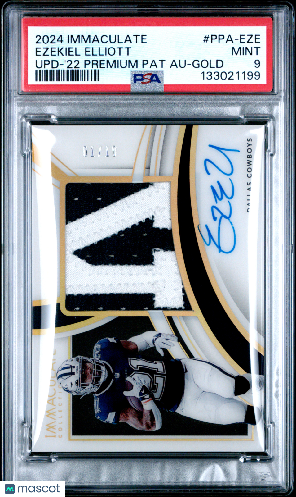 2024 Panini Immaculate Ezekiel Elliott PPA-EZE '22 Premium Pat Au Gold /10 PSA 9