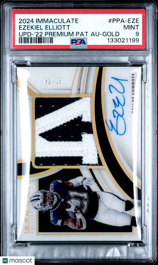 2024 Panini Immaculate Ezekiel Elliott PPA-EZE '22 Premium Pat Au Gold /10 PSA 9