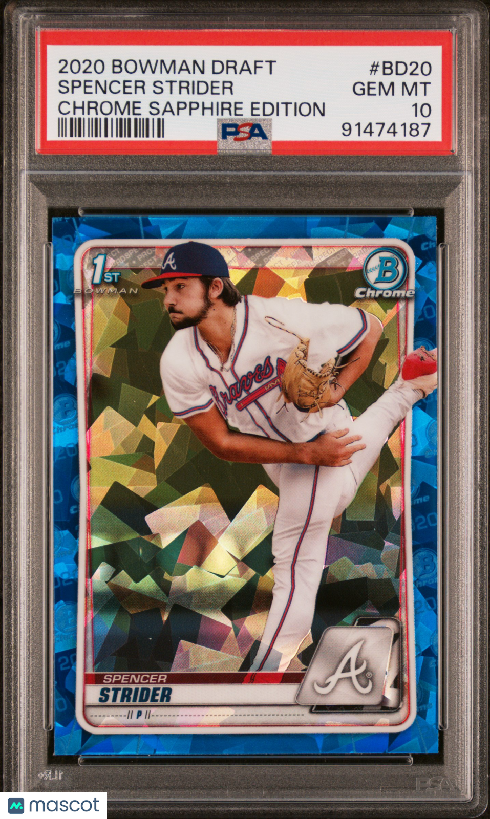 2020 Bowman Draft Chrome Sapphire Edition Spencer Strider #BD20 PSA 10