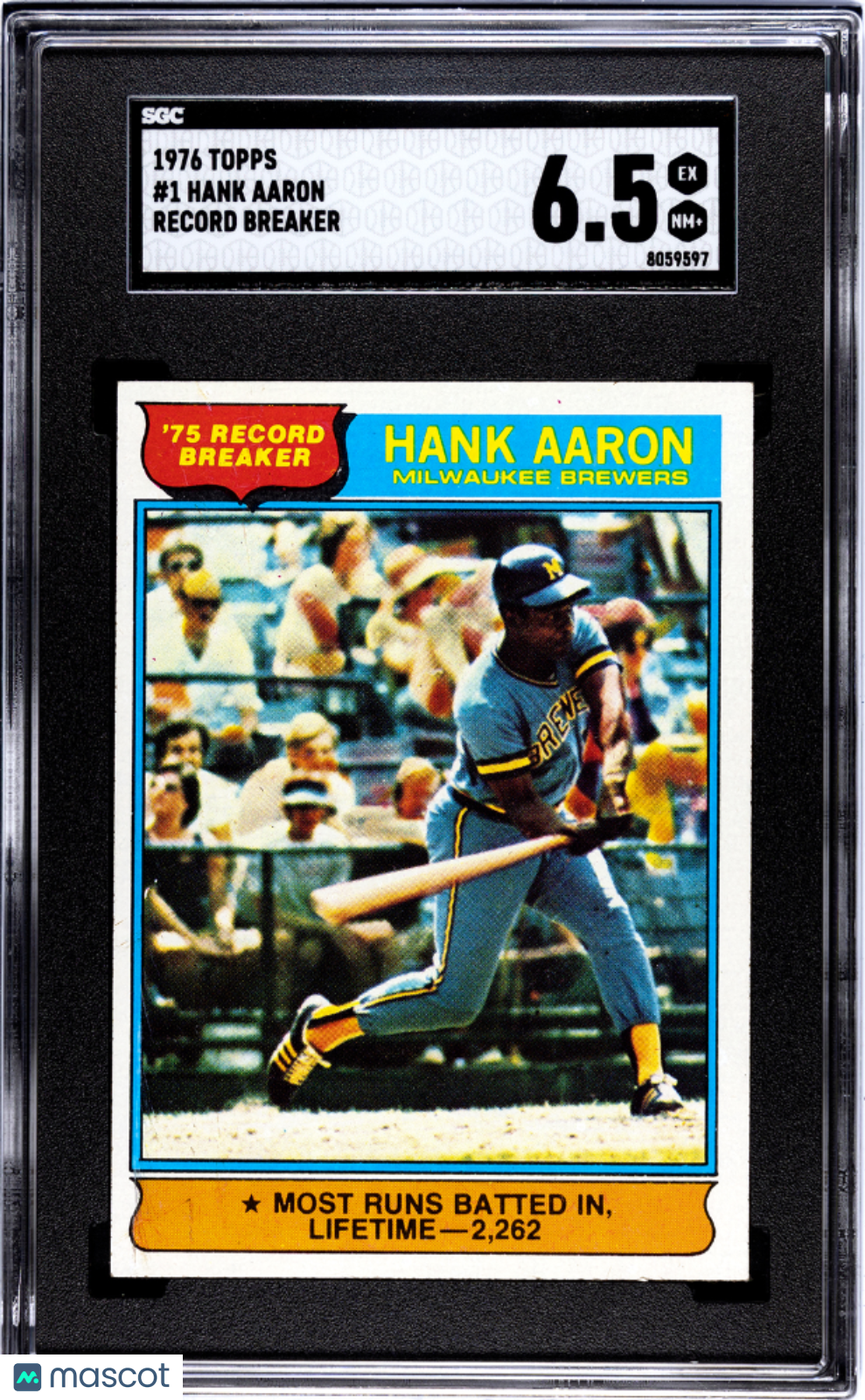 1976 Topps Hank Aaron #1 Record Breaker SGC 6.5