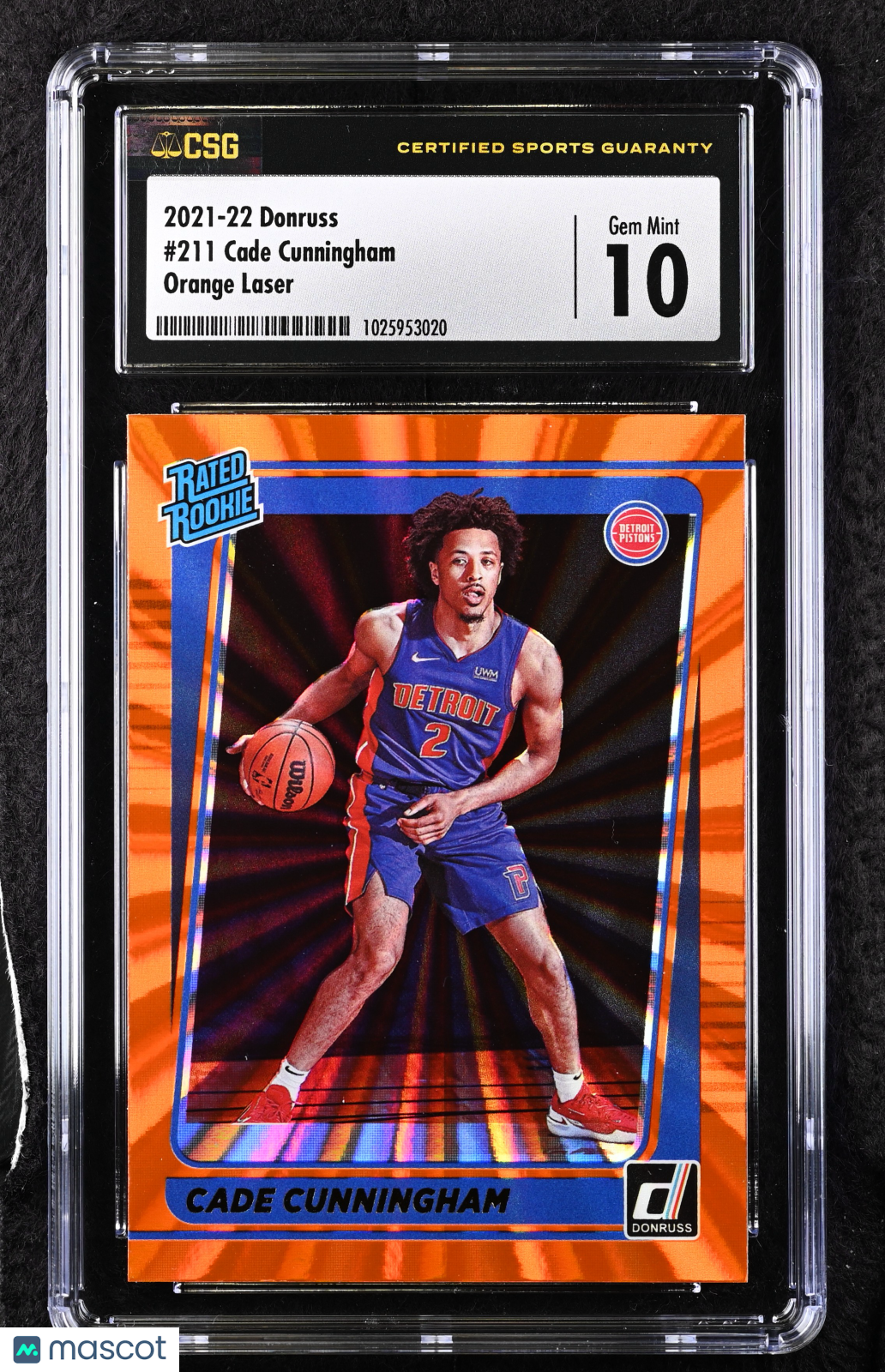 2021-22 Donruss Cade Cunningham #211 Orange Laser CGC 10