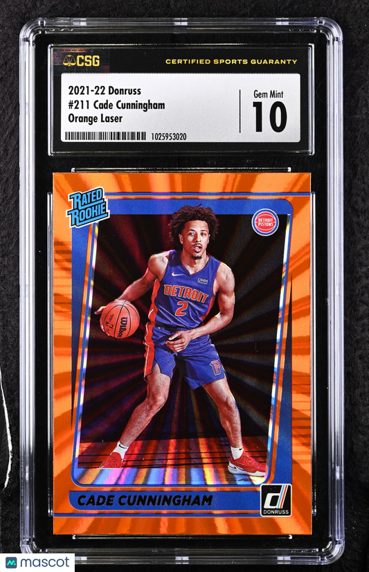 2021-22 Donruss Cade Cunningham #211 Orange Laser CGC 10