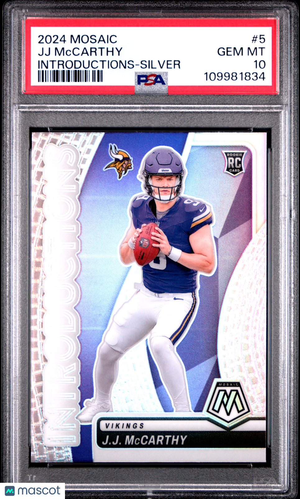 2024 Panini Mosaic Introductions JJ Mccarthy #5 Silver PSA 10