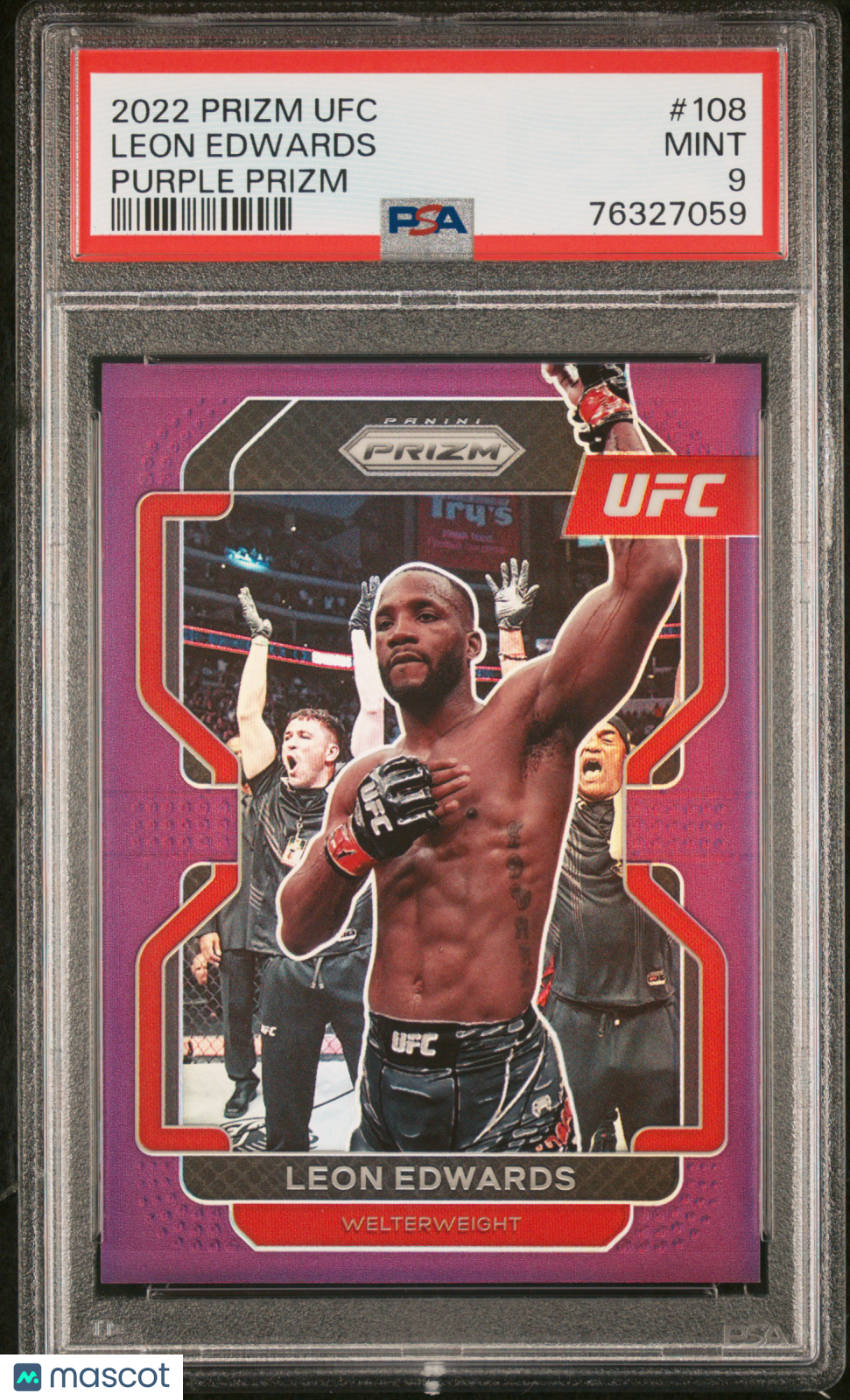 2022 Panini Prizm UFC Leon Edwards #108 Purple PSA 9