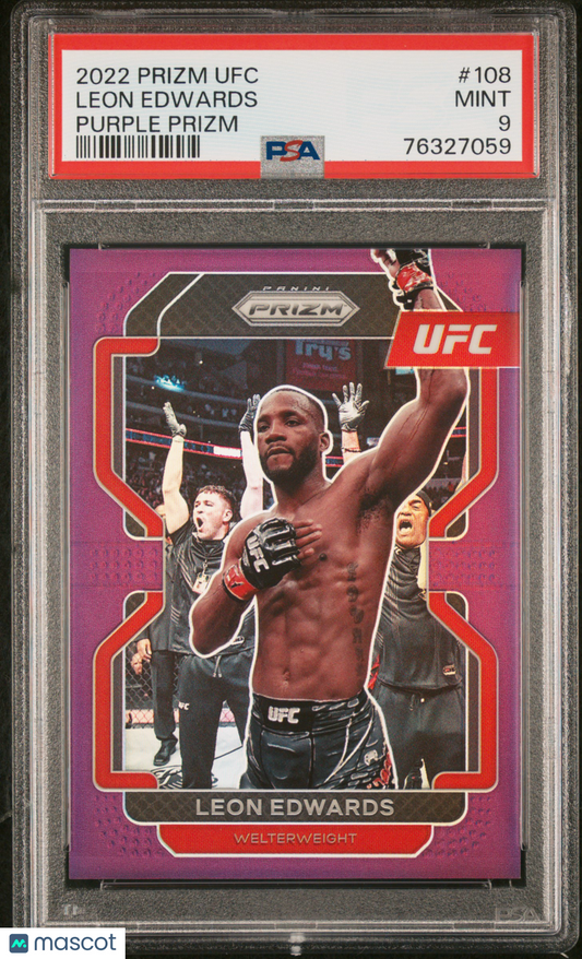 2022 Panini Prizm UFC Leon Edwards #108 Purple PSA 9