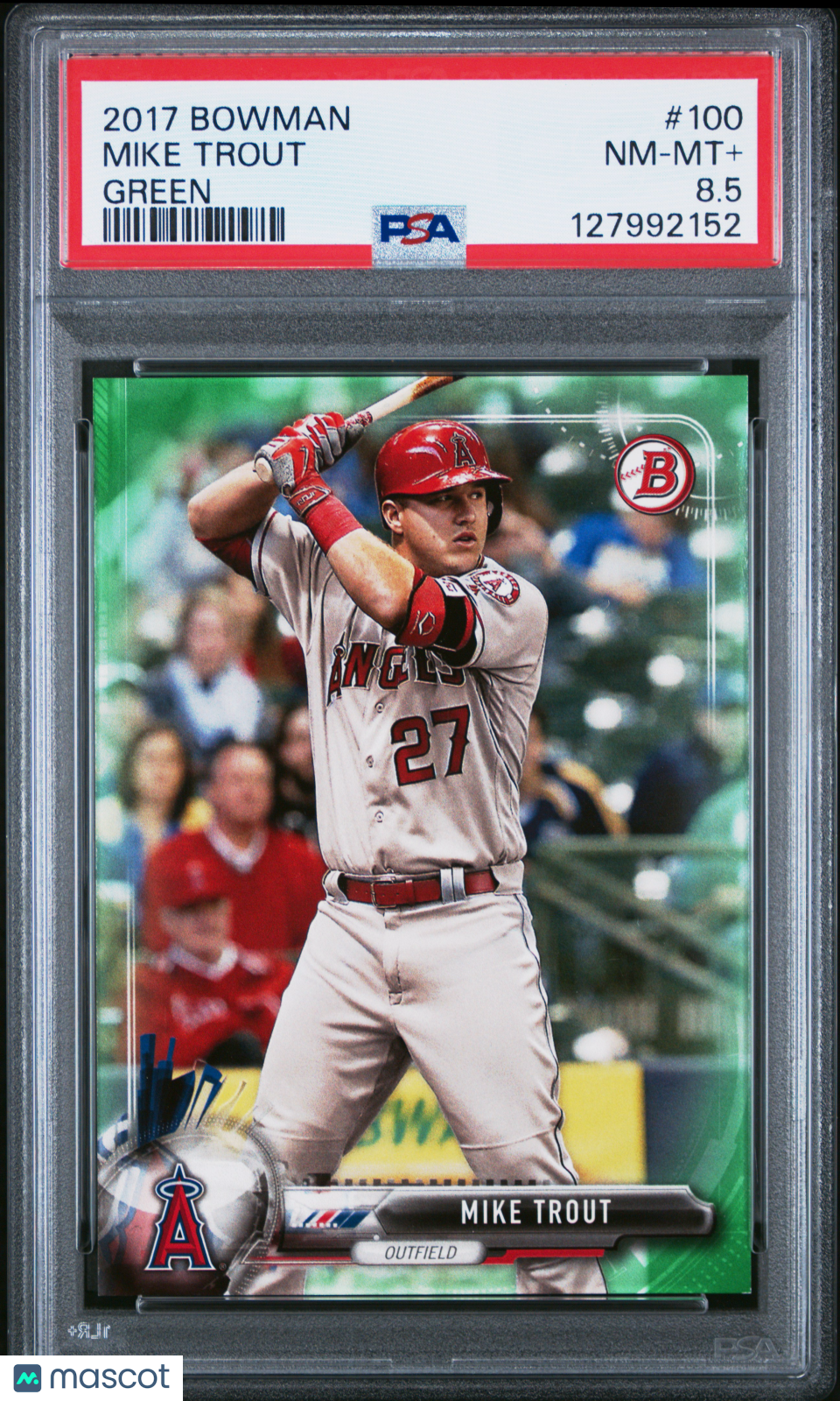 2017 Bowman Mike Trout #100 Green PSA 8.5
