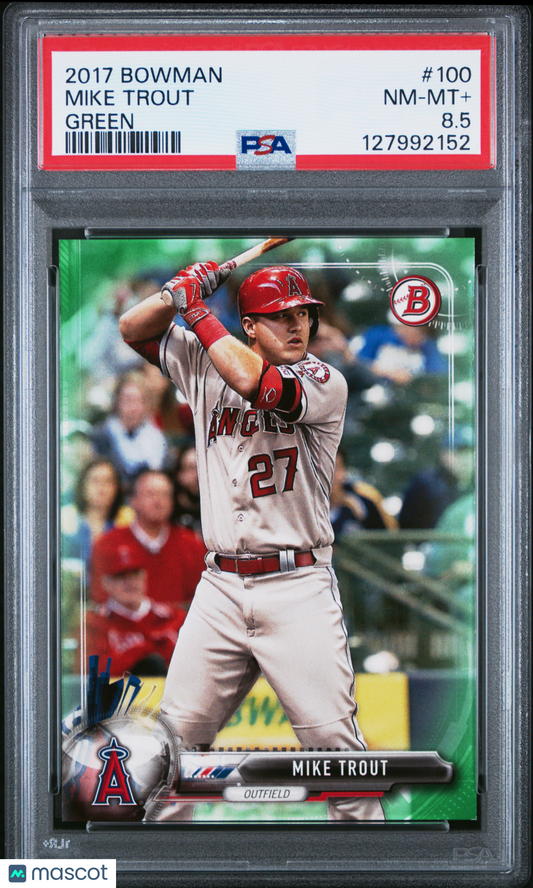 2017 Bowman Mike Trout #100 Green PSA 8.5