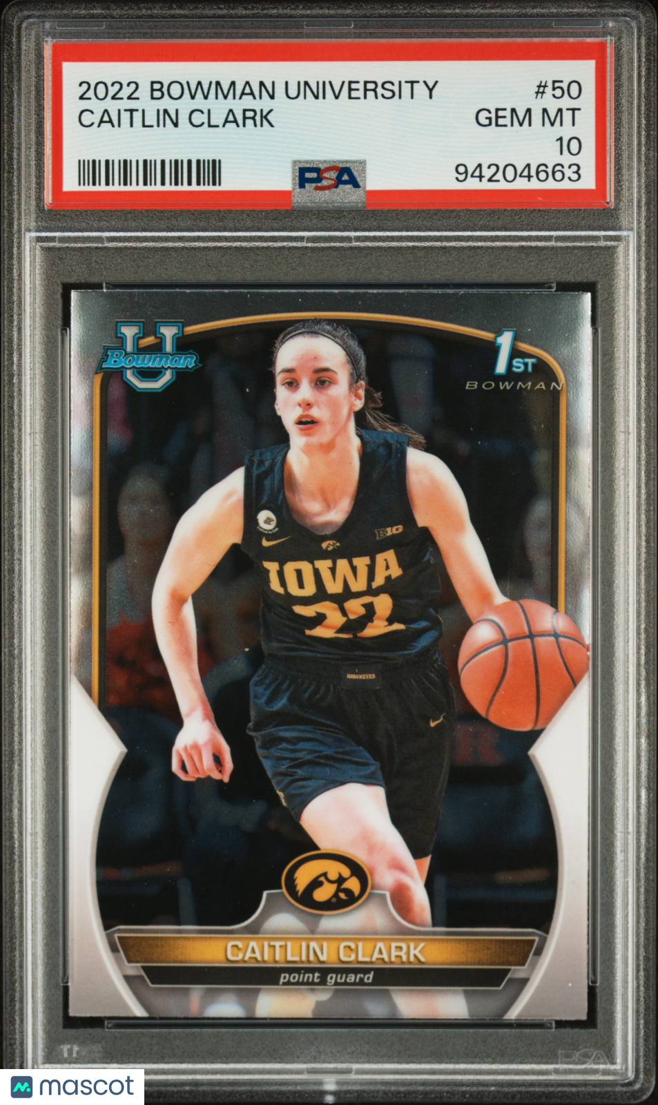 2022 Bowman Chrome University Caitlin Clark #50 PSA 10