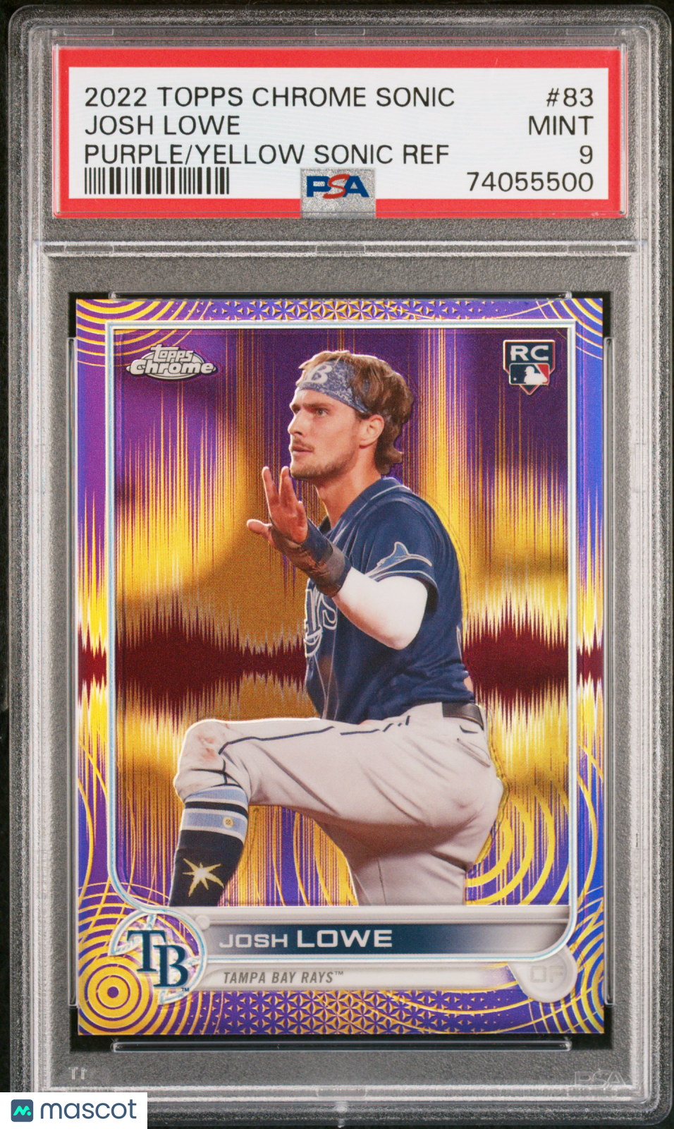 2022 Topps Chrome Sonic Josh Lowe #83 Purple Yellow Ref PSA 9