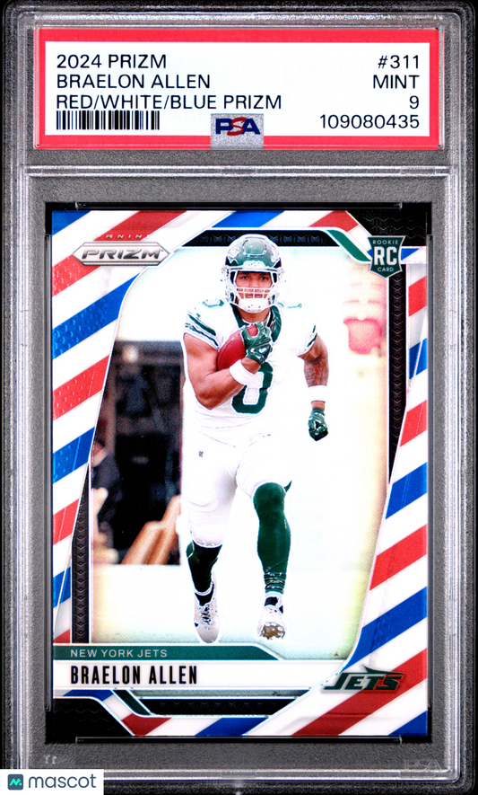2024 Panini Prizm Braelon Allen #311 Red White Blue PSA 9