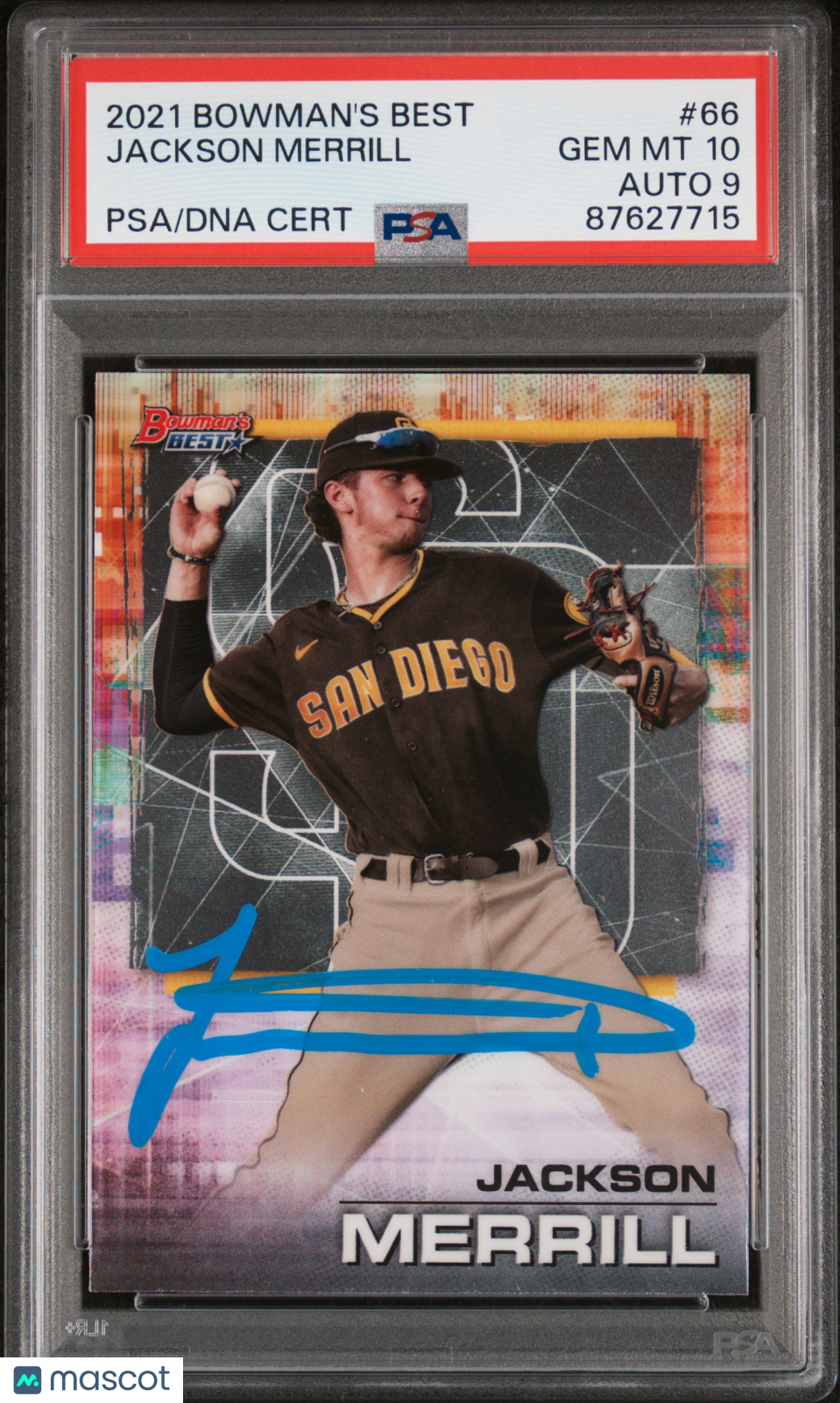 2021 Bowman's Best Jackson Merrill #66 PSA 10 Auto 9
