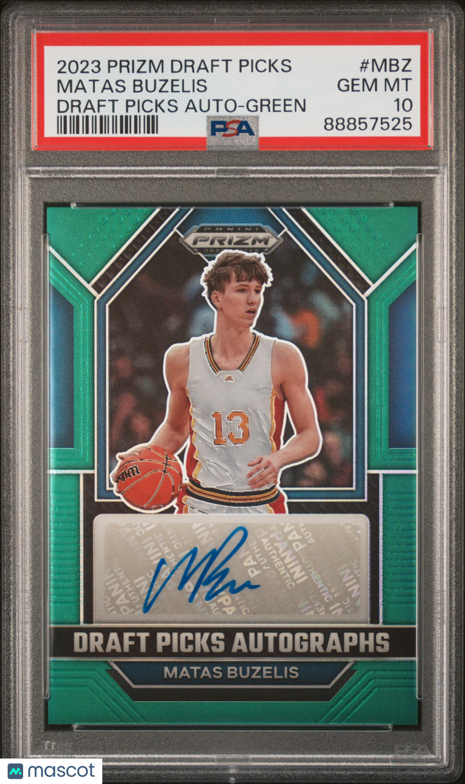 2023 Panini Prizm Draft Picks Autograph Matas Buzelis #MBZ Green PSA 10