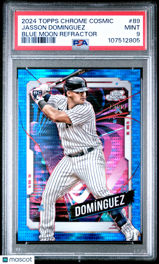 2024 Topps Cosmic Chrome Jasson Dominguez #89 Blue Moon Refractor /99 PSA 9