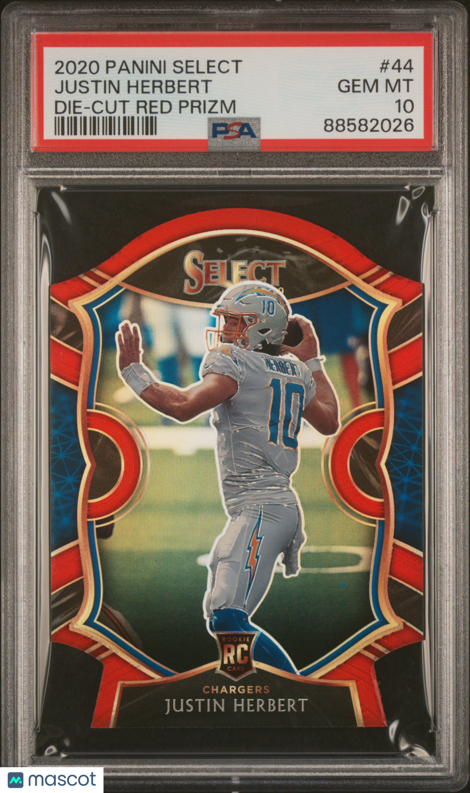 2020 Panini Select Justin Herbert #44 Die Cut Red Prizm PSA 10