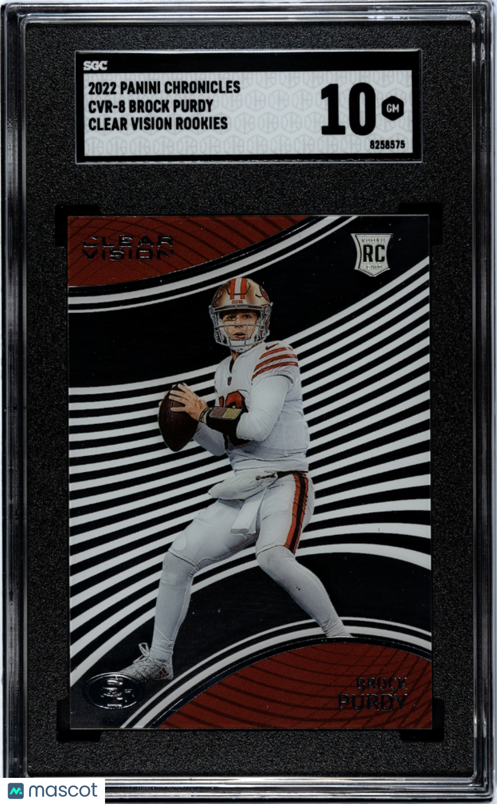 2022 Panini Chronicles Brock Purdy #CVR-8 Clear Vision Rookies SGC 10