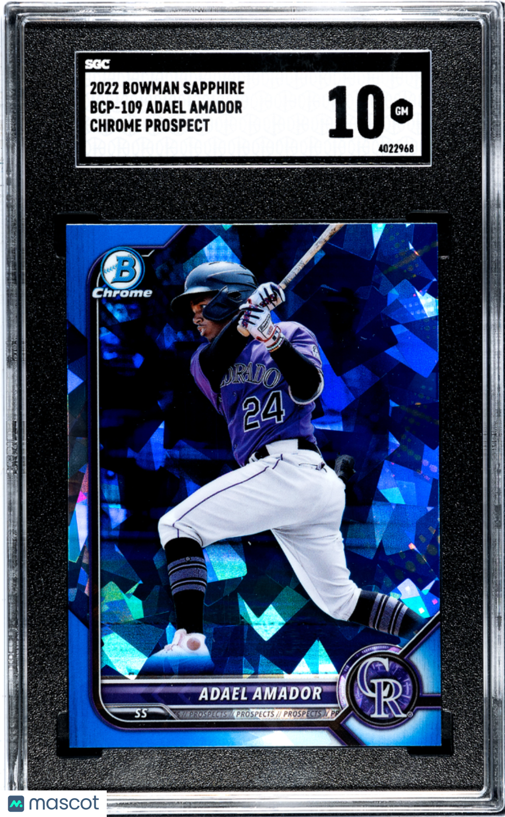 2022 Bowman Sapphire Adael Amador #BCP-109 CHR. Pros. SGC 10