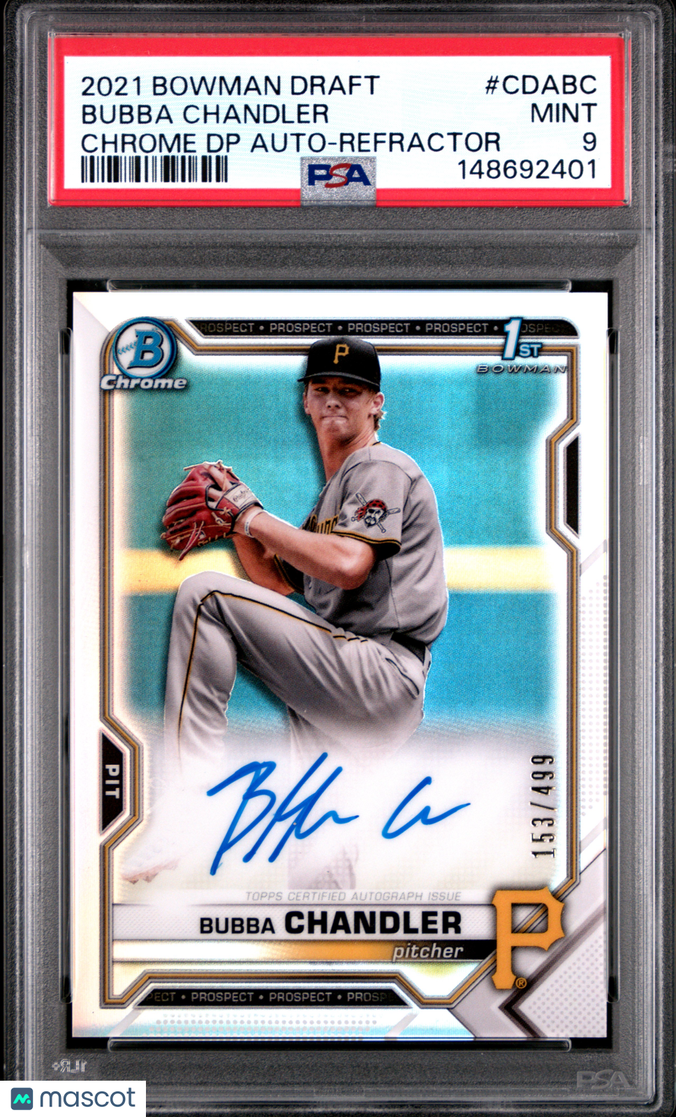 2021 Bowman Draft Chrome Autograph Bubba Chandler #CDABC DP Refractor /499 PSA 9