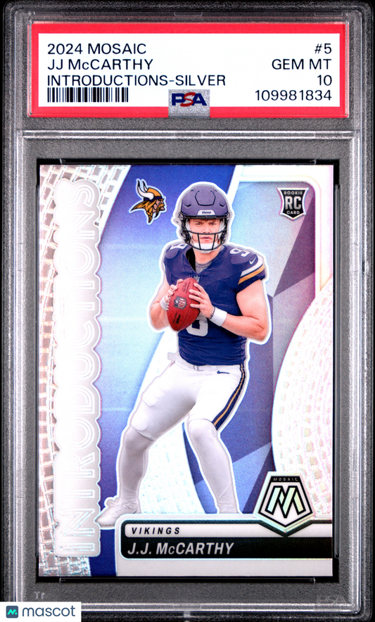 2024 Panini Mosaic Introductions JJ Mccarthy #5 Silver PSA 10