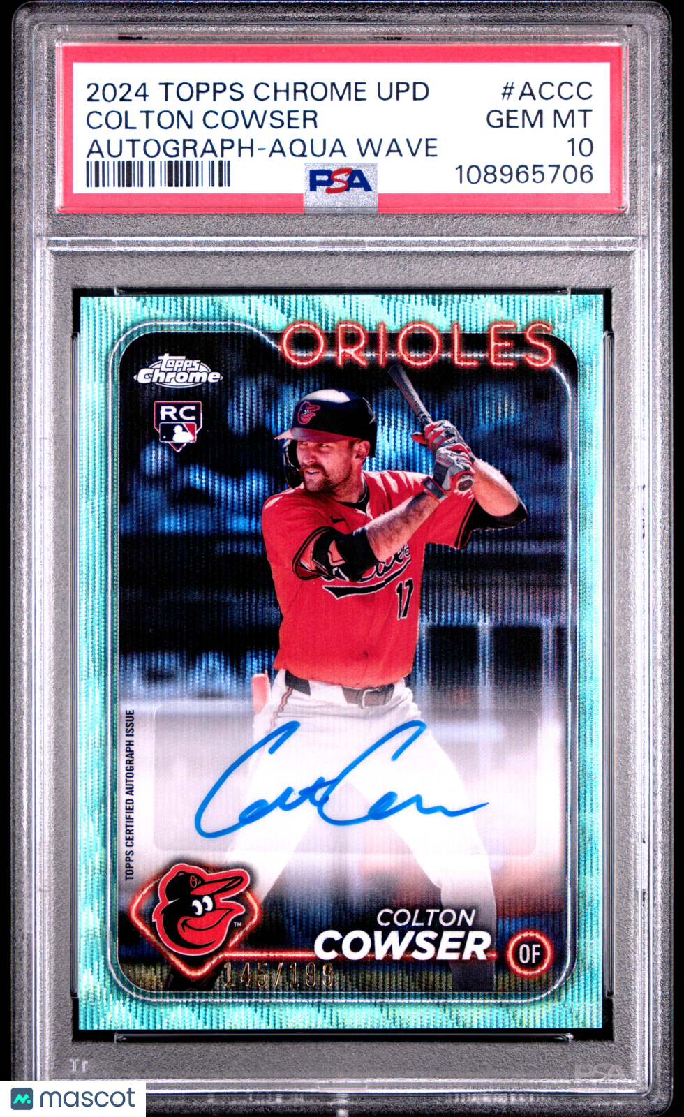 2024 Topps Chrome Update Chrome Baseball Update Auto Colton Cowser #ACCC PSA 10.