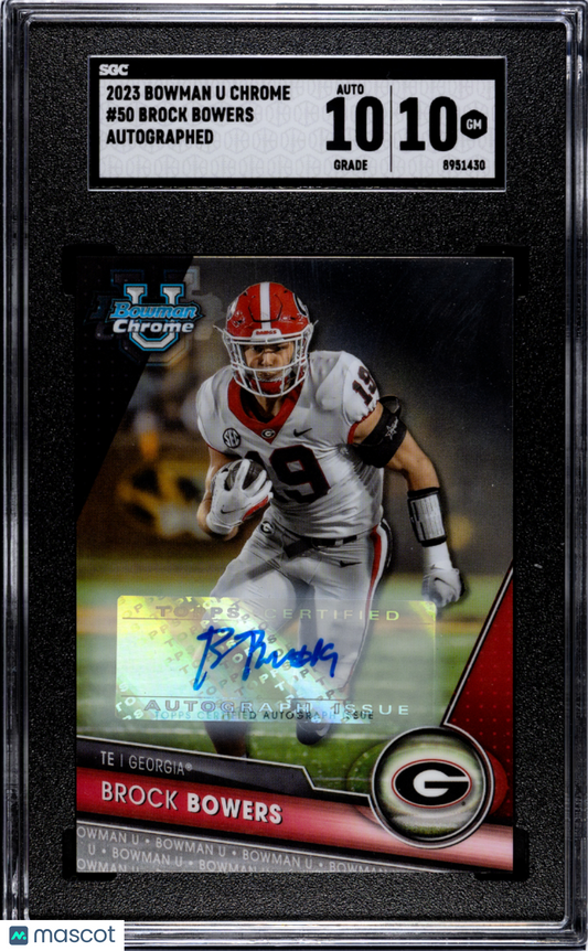 2023 Bowman University Chrome Brock Bowers #50 Autograph SGC 10 Auto 10