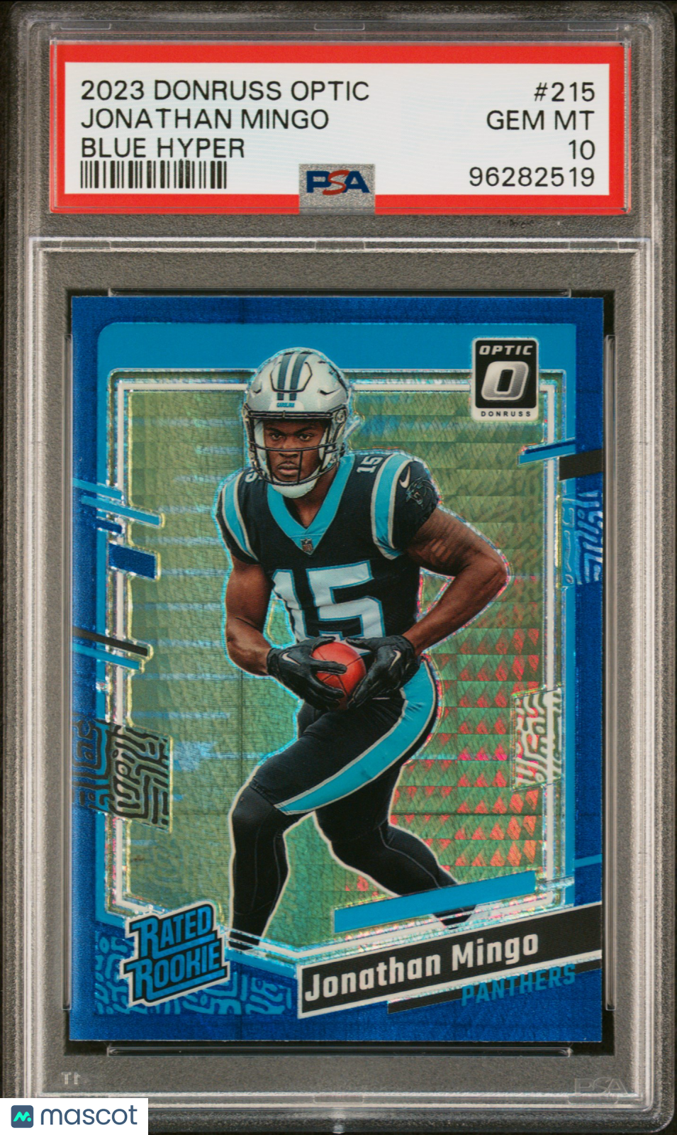 2023 Panini Donruss Optic Jonathan Mingo #215 Blue Hyper PSA 10