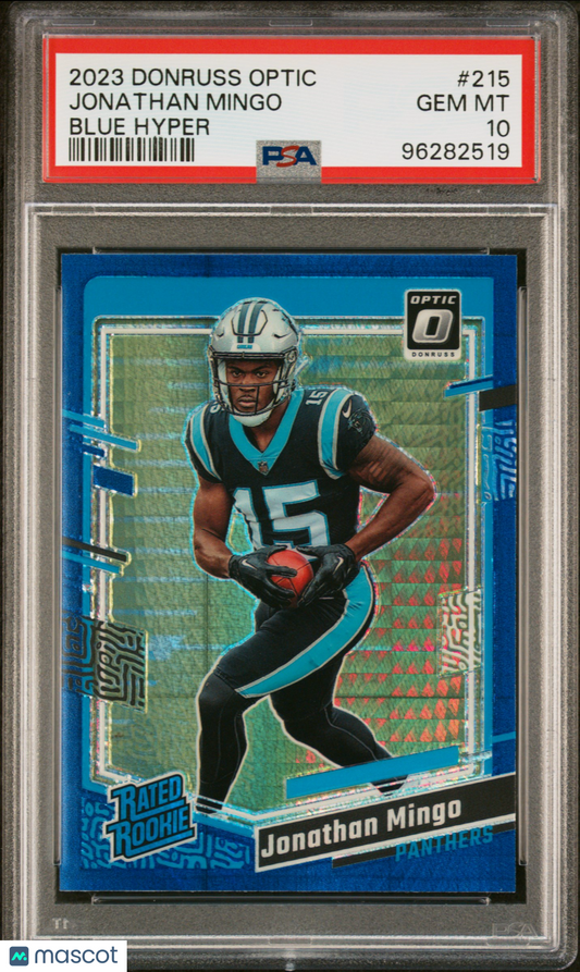 2023 Panini Donruss Optic Jonathan Mingo #215 Blue Hyper PSA 10