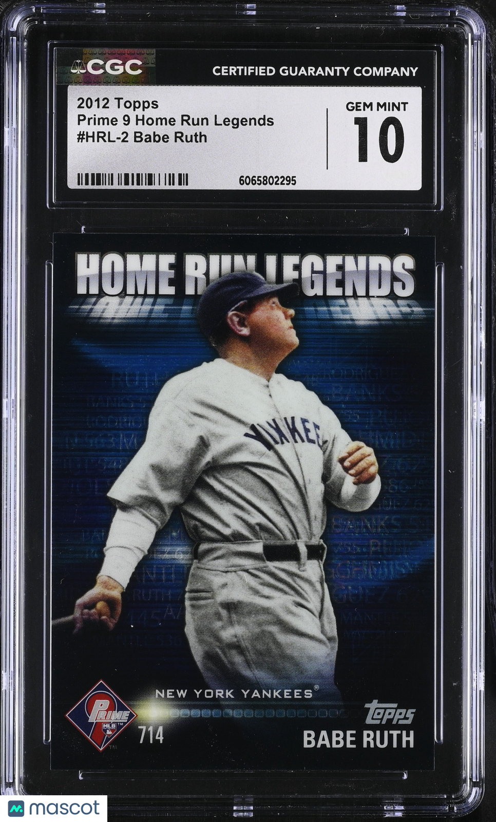 2012 Topps Babe Ruth #HRL-2 Prime 9 Home Run Legends CGC 10