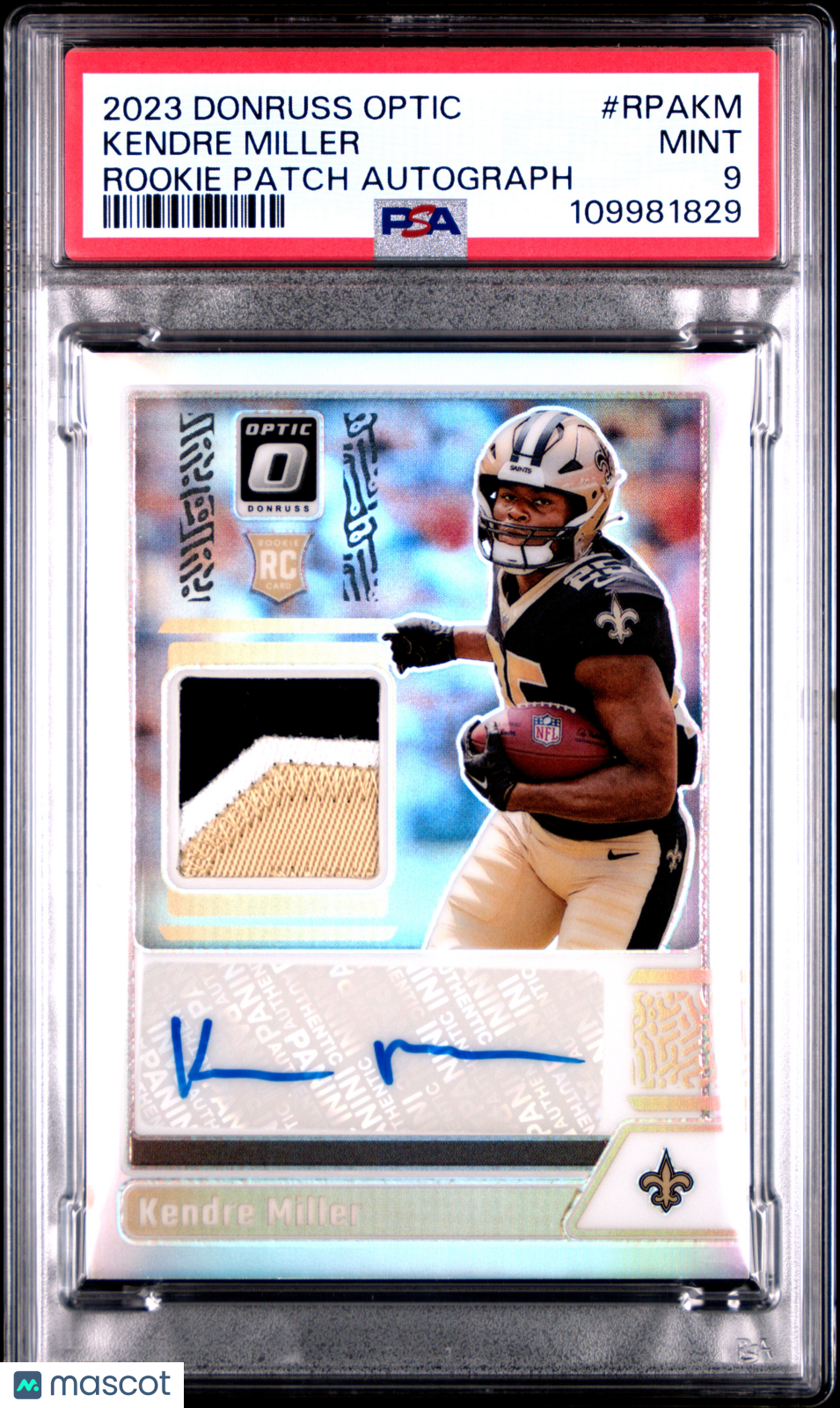 2023 Panini Donruss Optic Rookie Patch Autographs Kendre Miller #RPAKM /25 PSA 9