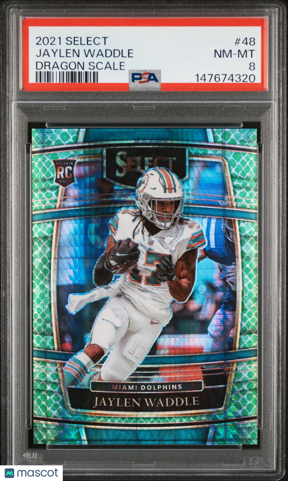 2021 Panini Select Jaylen Waddle #48 Dragon Scale PSA 8