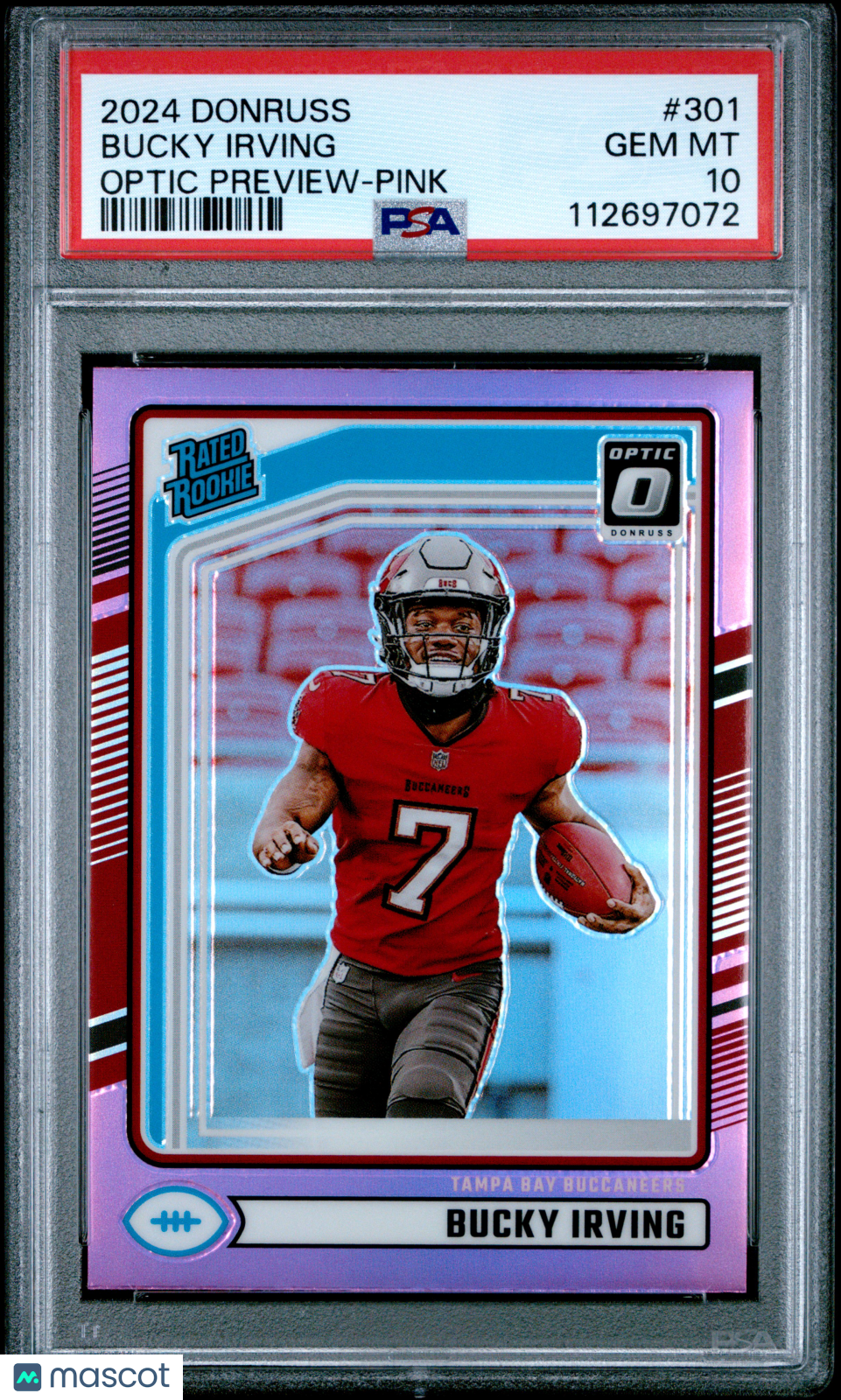 2024 Panini Donruss Bucky Irving #301 Optic Preview Pink PSA 10