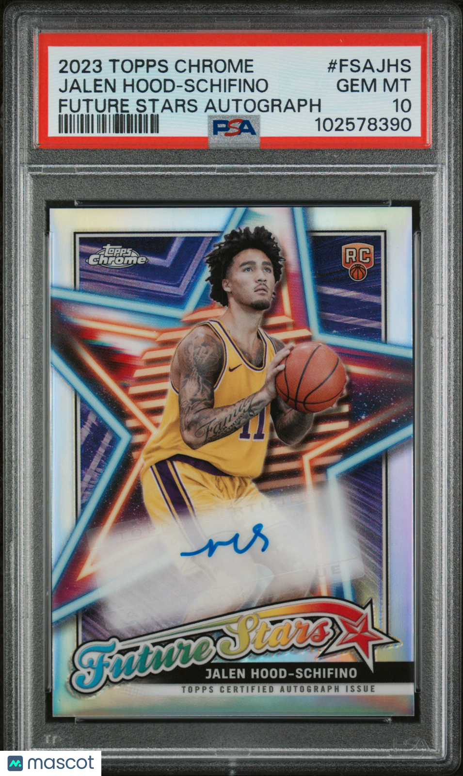 2023 Topps Chrome Future Stars Autographs Jalen Hood-Schifino #FSAJHS PSA 10