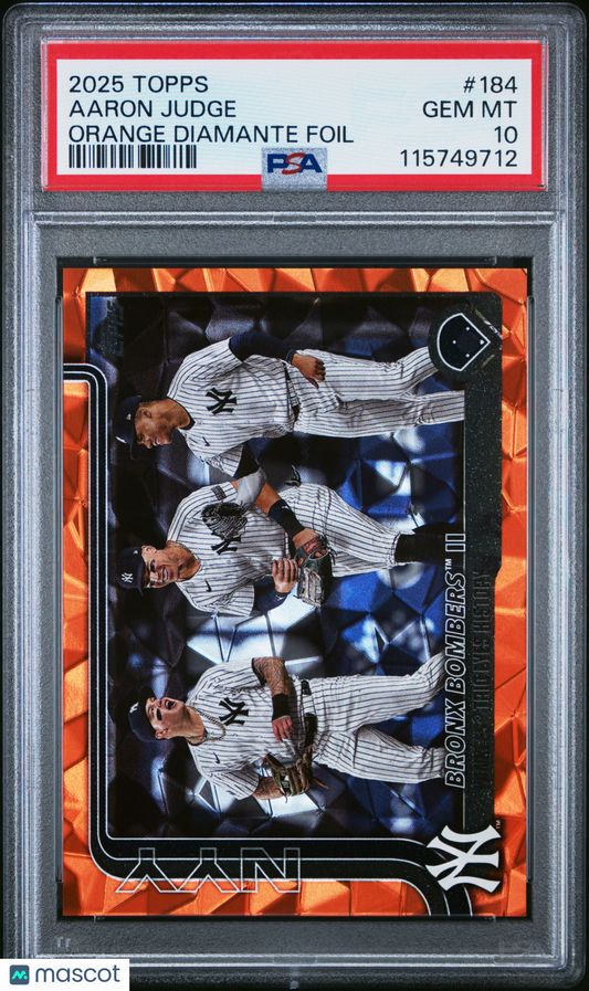 2025 Topps Verdugo Judge Soto #184 Orange Diamante Foil /25 PSA 10