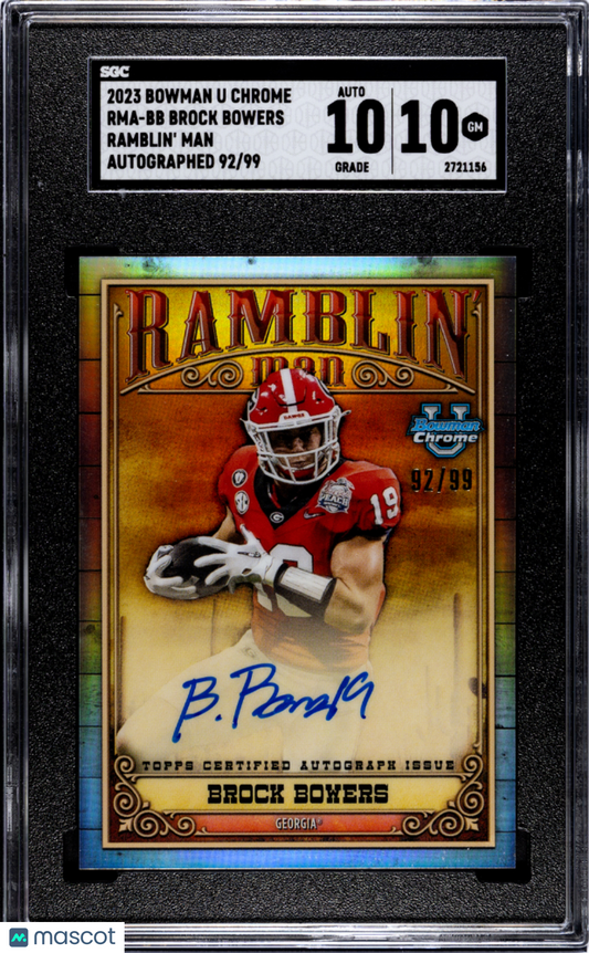 2023 Bowman Brock Bowers #RMA-BB Ramblin' Man, Autograph 99 SGC 10 Auto 10