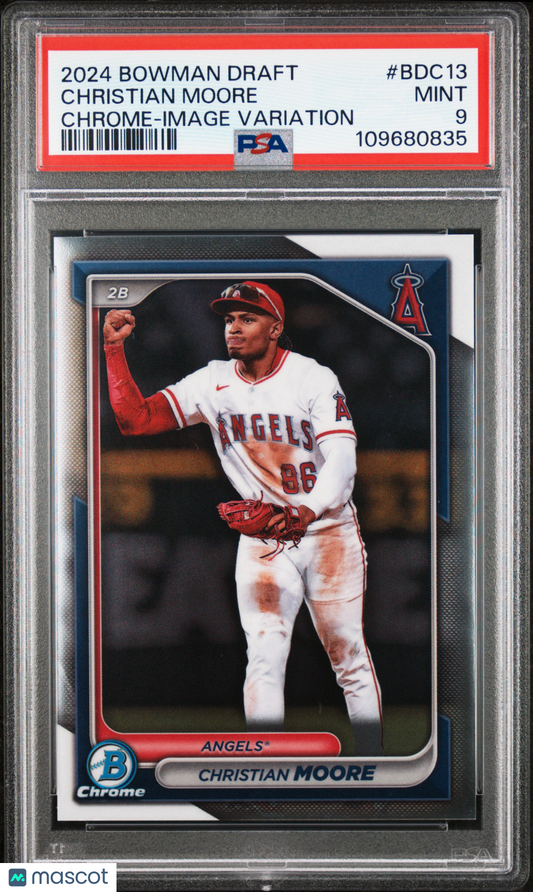 2024 Bowman Draft Christian Moore #BDC13 Chrome Image Variation PSA 9
