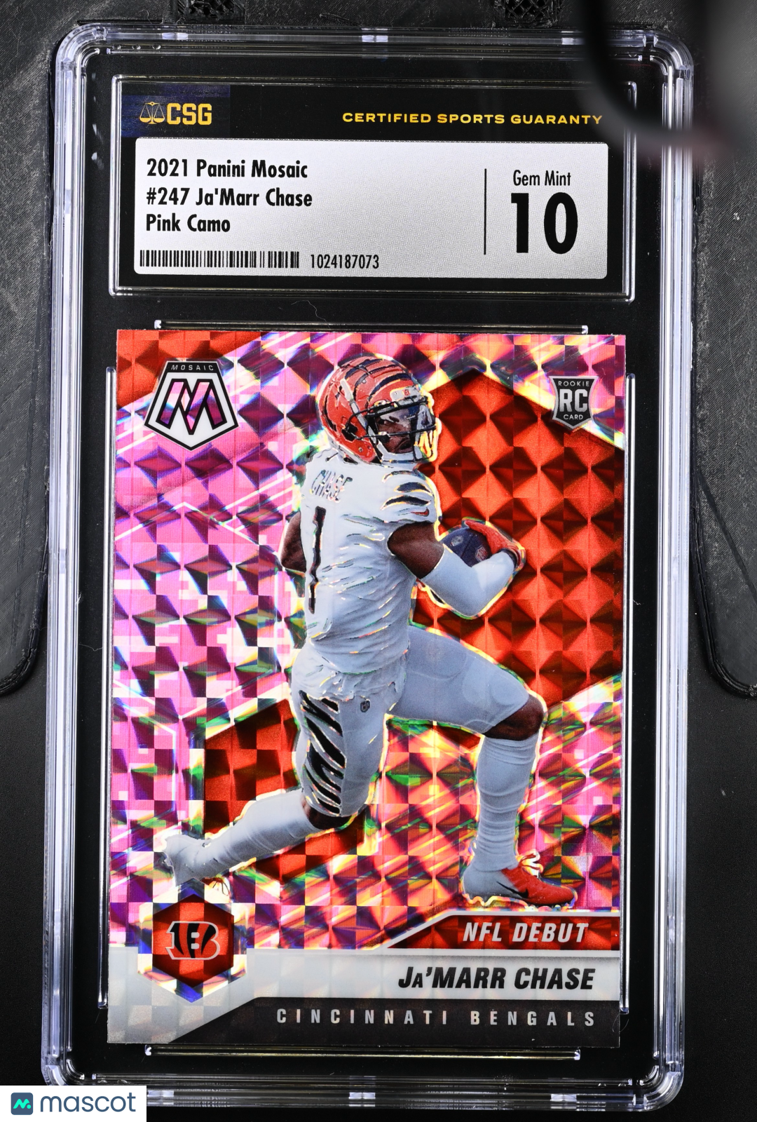 2021 Panini Mosaic Ja'Marr Chase #247 Pink Camo CGC 10