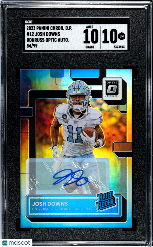 2023 Panini Chronicles Josh Downs #12 Donruss Optic Autograph 99 SGC 10 Auto 10