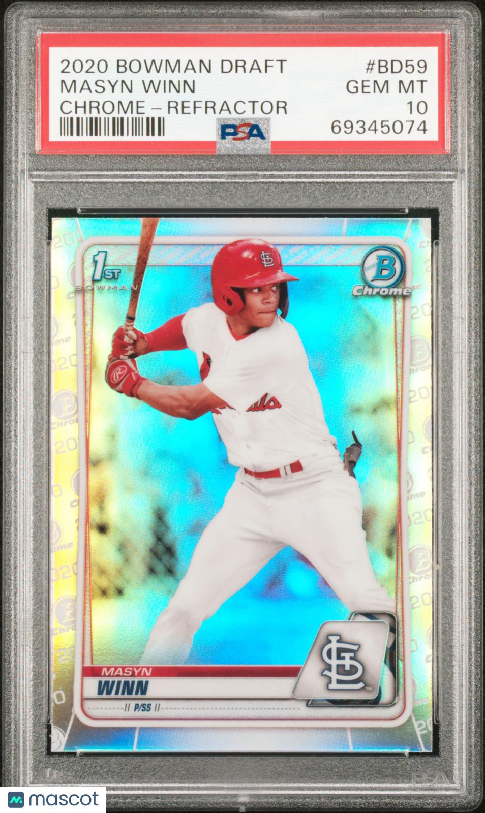 2020 Bowman Draft Masyn Winn #BD59 Chrome Refractor PSA 10