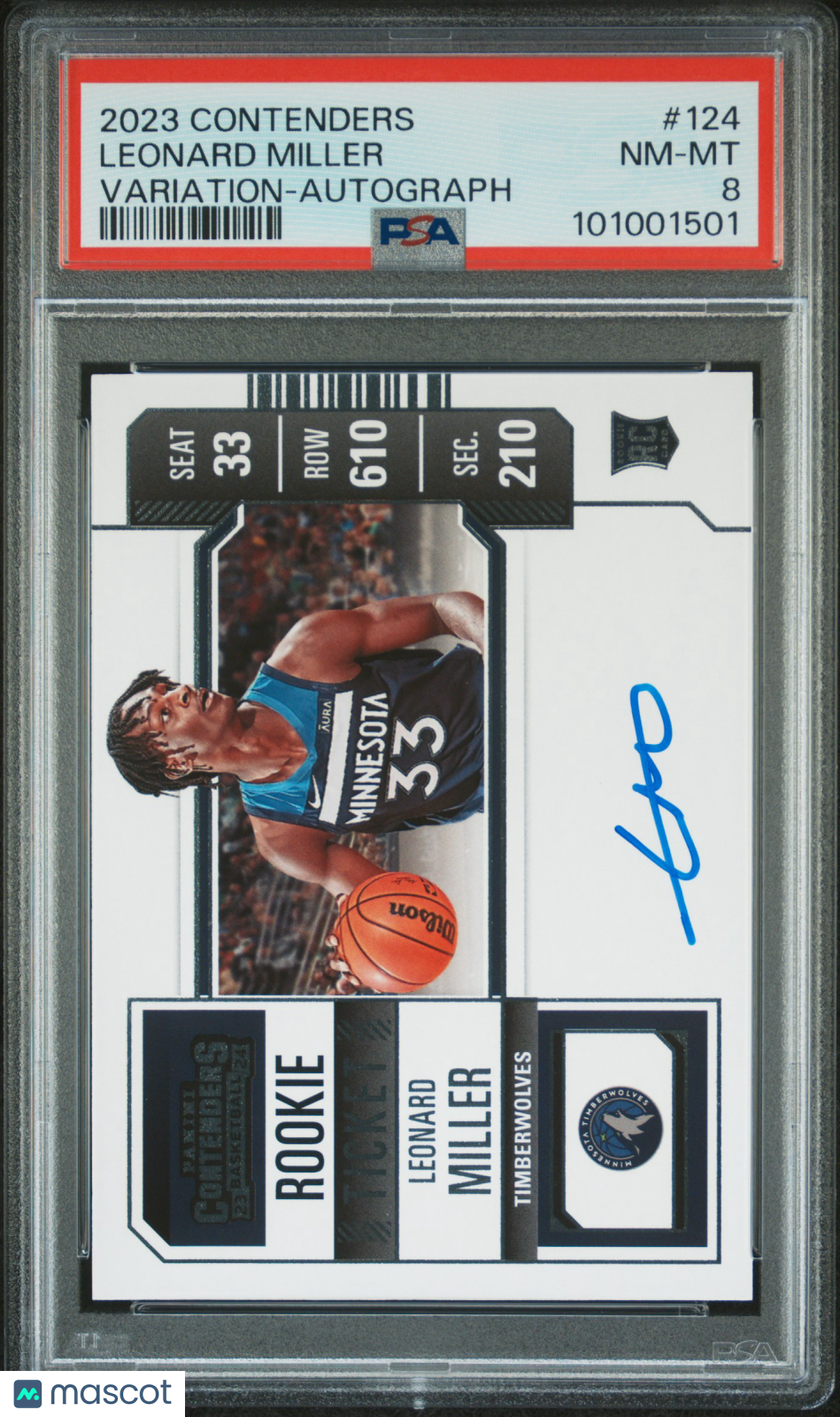 2023 Panini Contenders Leonard Miller #124 Variation Autograph PSA 8