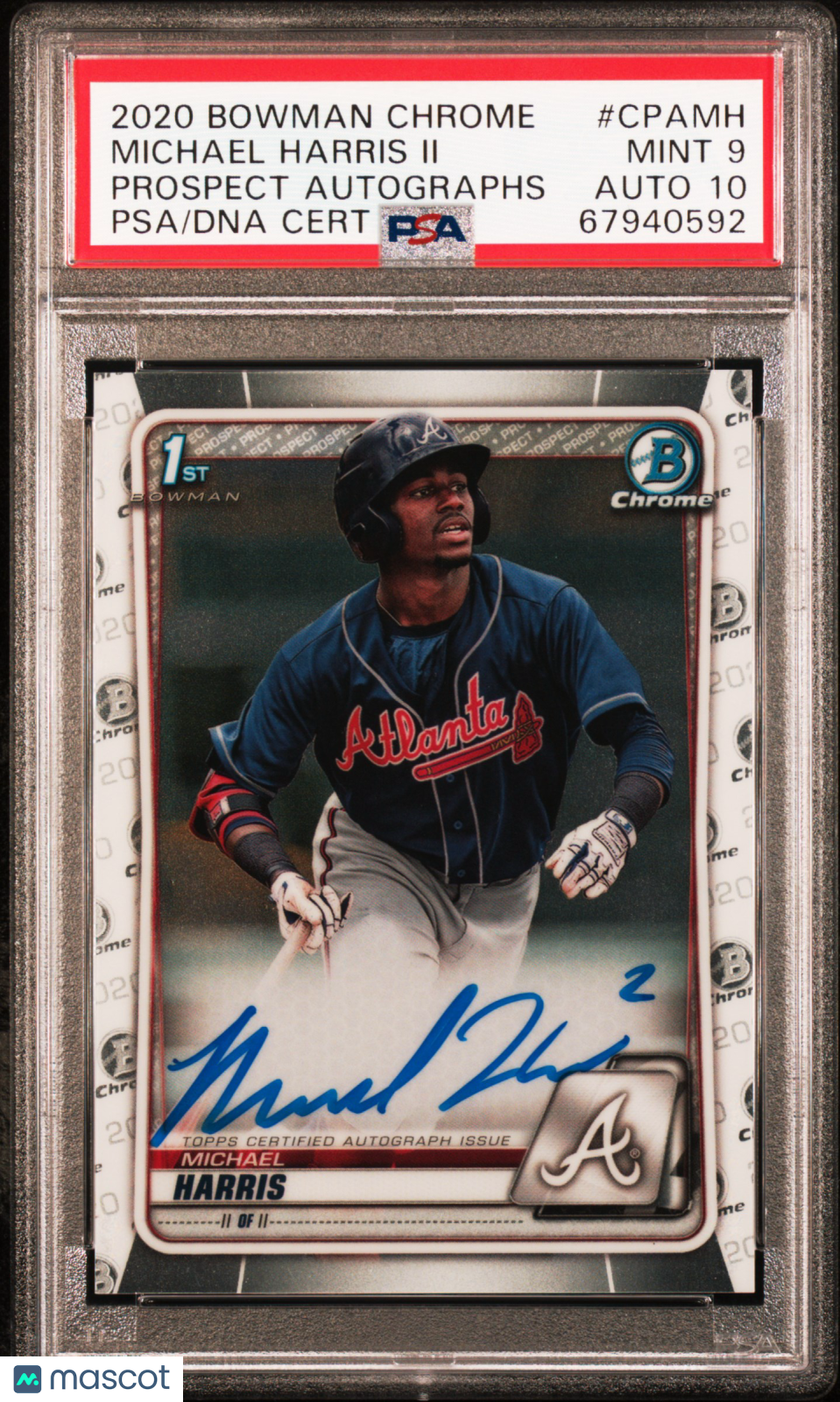2020 Bowman Chrome Prospect Autographs Michael Harris #CPAMH PSA 9 Auto 10