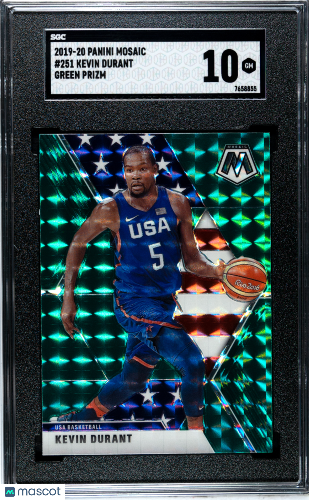 2019 Panini Mosaic Kevin Durant #251 Green Prizm SGC 10
