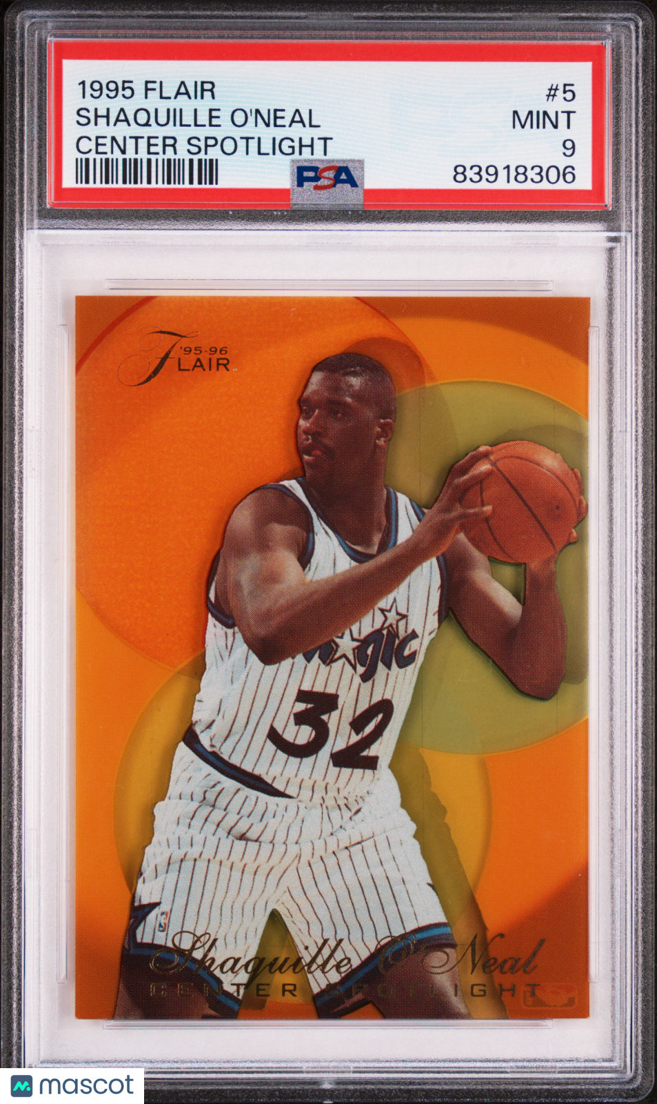 1995 Flair Center Spotlight Shaquille O'Neal #5 PSA 9