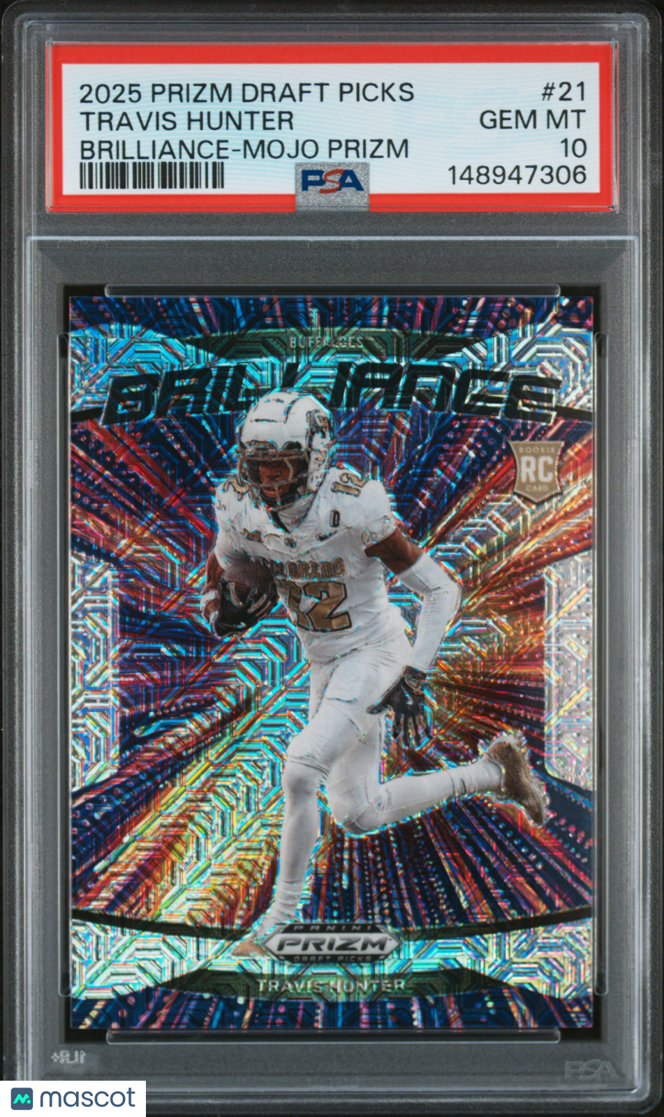 2025 Panini Prizm Draft Picks Brilliance Travis Hunter #21 Mojo PSA 10