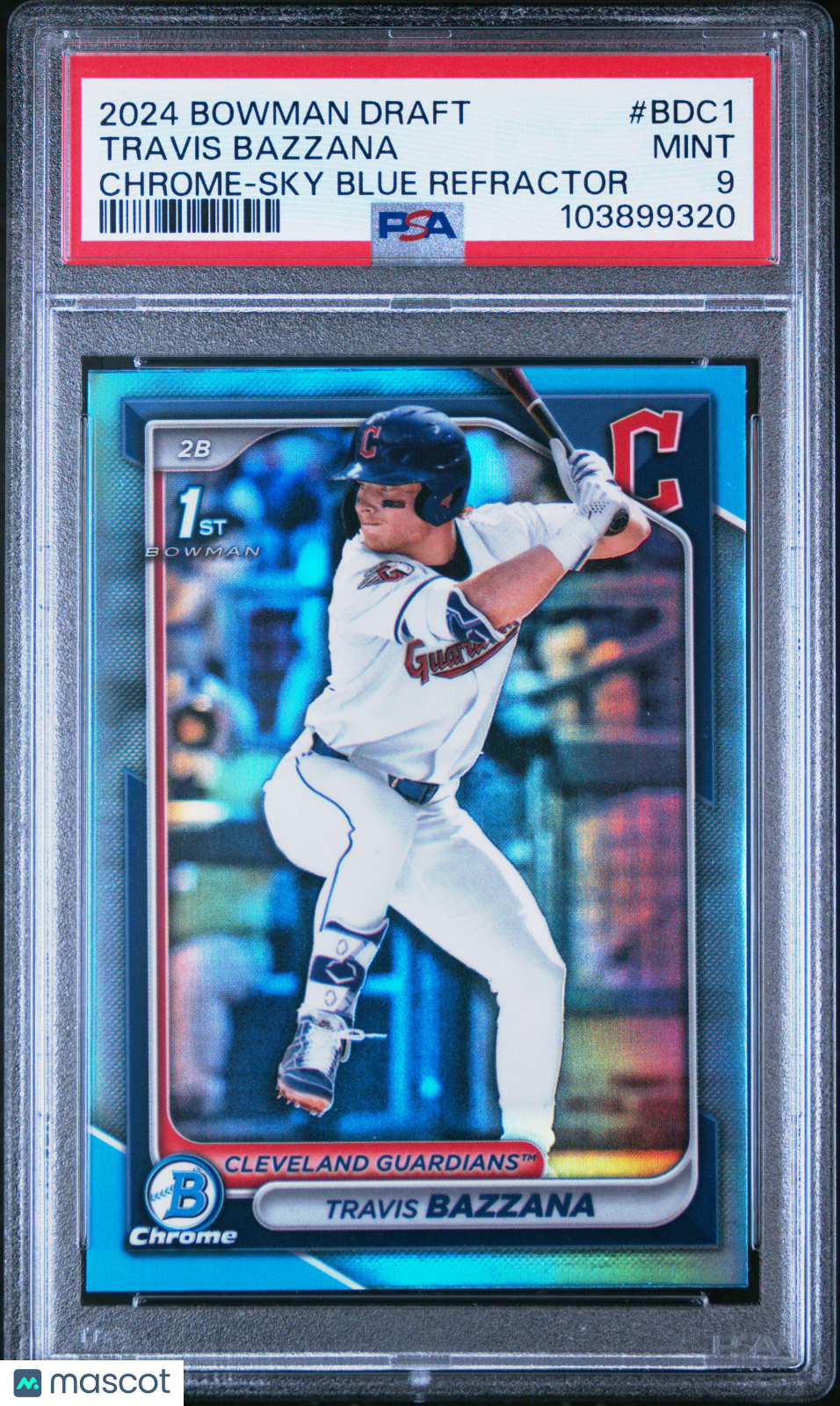 2024 Bowman Draft Travis Bazzana #BDC1 Chrome Sky Blue Refractor PSA 9
