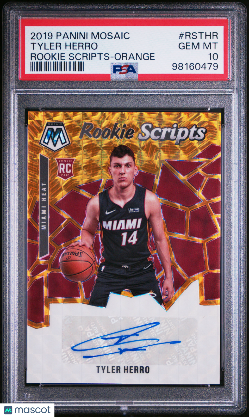 2019 Panini Mosaic Rookie Scripts Tyler Herro #RSTHR Orange PSA 10