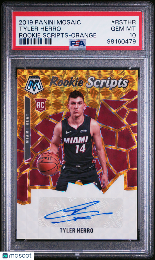 2019 Panini Mosaic Rookie Scripts Tyler Herro #RSTHR Orange PSA 10